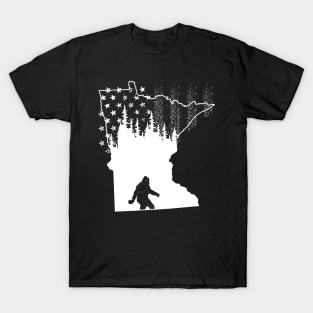 Minnesota Bigfoot American Flag T-Shirt